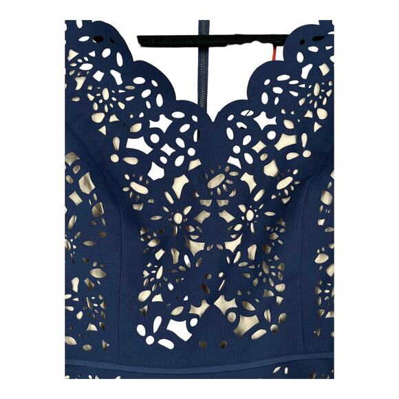 Focus By Shani Laser cut fit flare blue tan size 6 - Picture 4 of 9